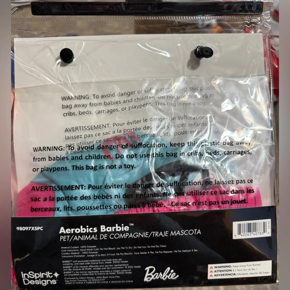 Barbie - Aerobics Barbie X-Small Pet Outfit Blue and Pink Accents PARTY CITY NWT